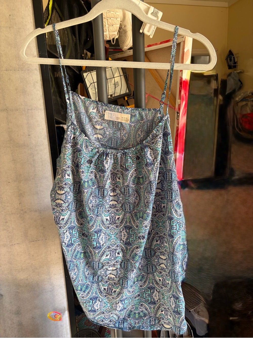 Time and Tru Blue Paisley Cami with Adjustable Straps